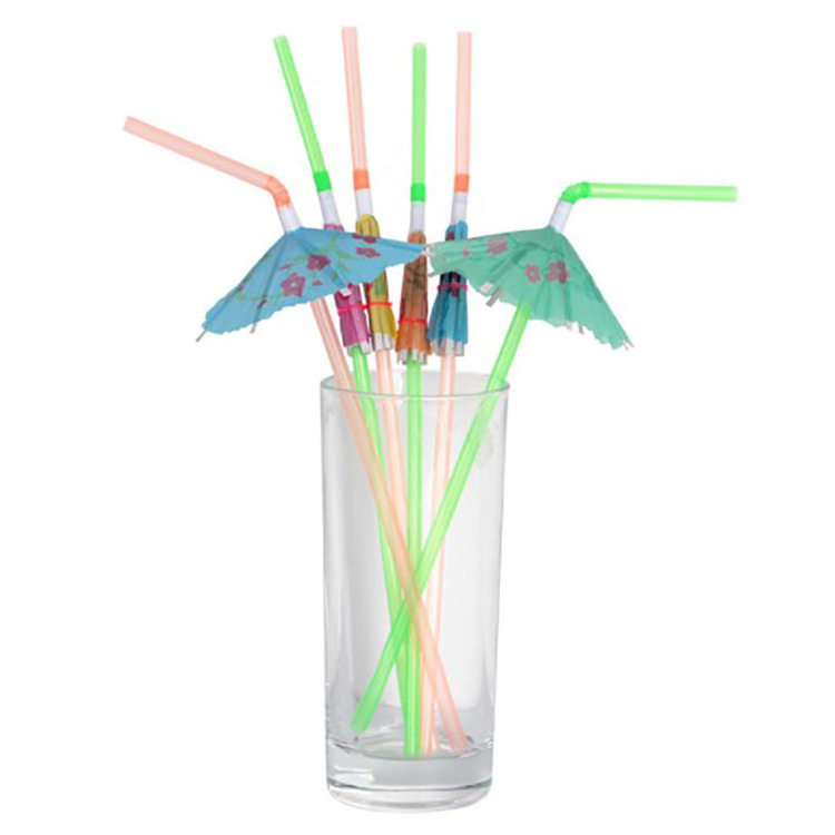 Tableware Decoration Supplies Umbrella Hawaii Beach Party Disposable Drinking Straws