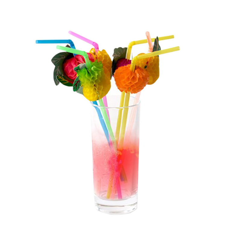 Tableware Decoration Supplies Umbrella Hawaii Beach Party Disposable Drinking Straws