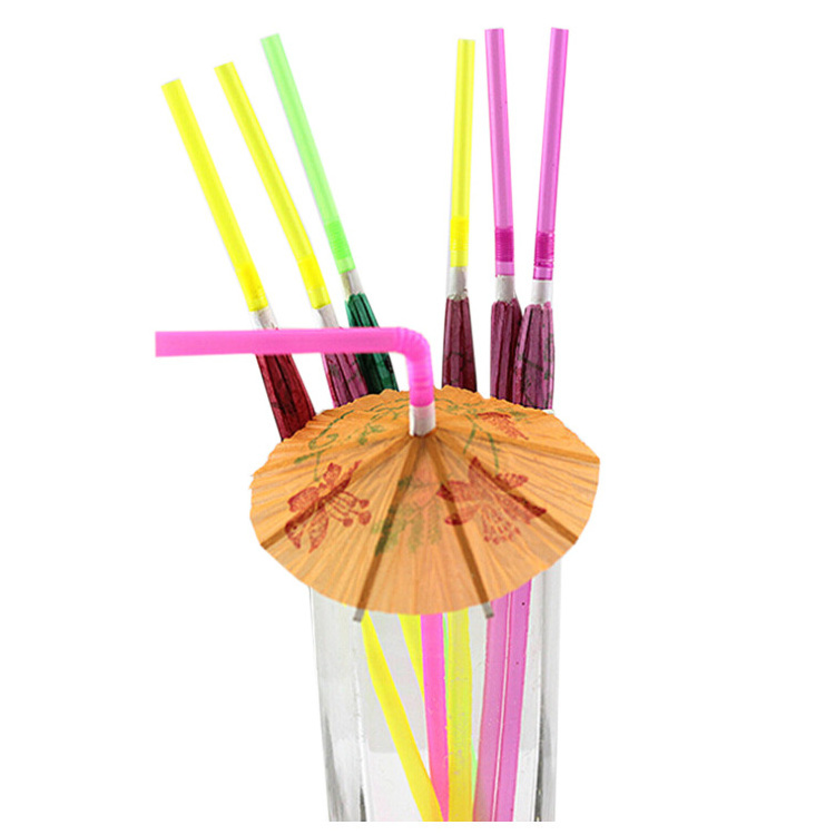 Tableware Decoration Supplies Umbrella Hawaii Beach Party Disposable Drinking Straws