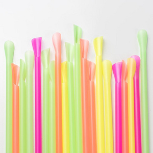 Multicolour Spoon Straw Disposable Spoon Plastic Drinking Straw Party Ice Smoothies Milkshake Bar Snow Cone Candy Spoon