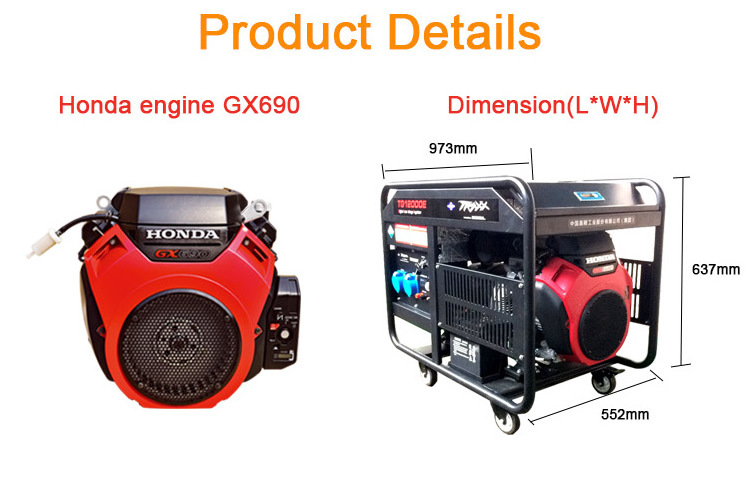 Powered by Honda 10KW 12.5KVA 220V 380V 50HZ generating electricity gasoline generator with great price for sale