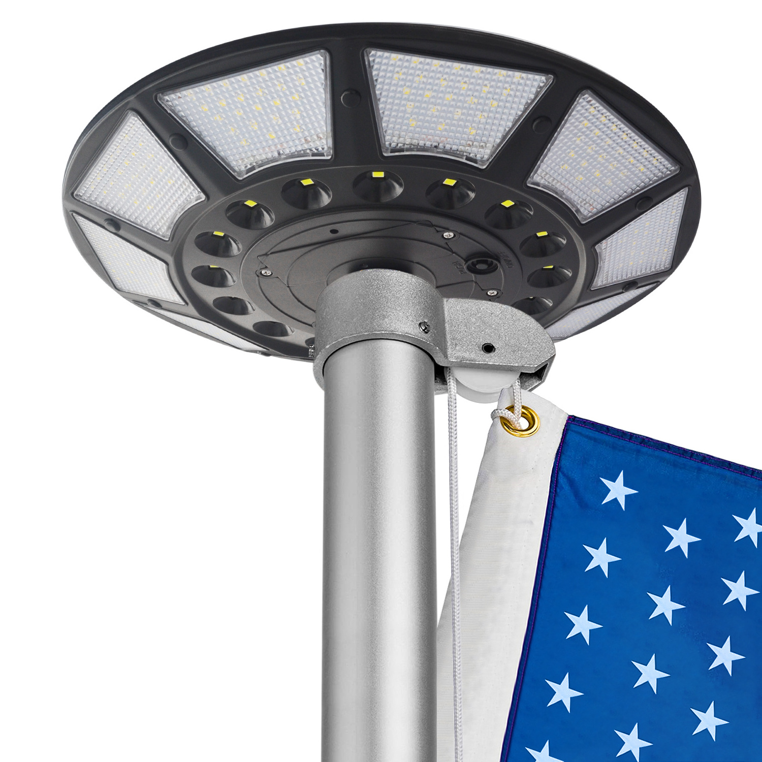 U.S. Patent Product 266 LEDs Solar Flagpole Light Top Mount Solar Flag Pole with Large Lighting Area ABS Body IP65 for Garden