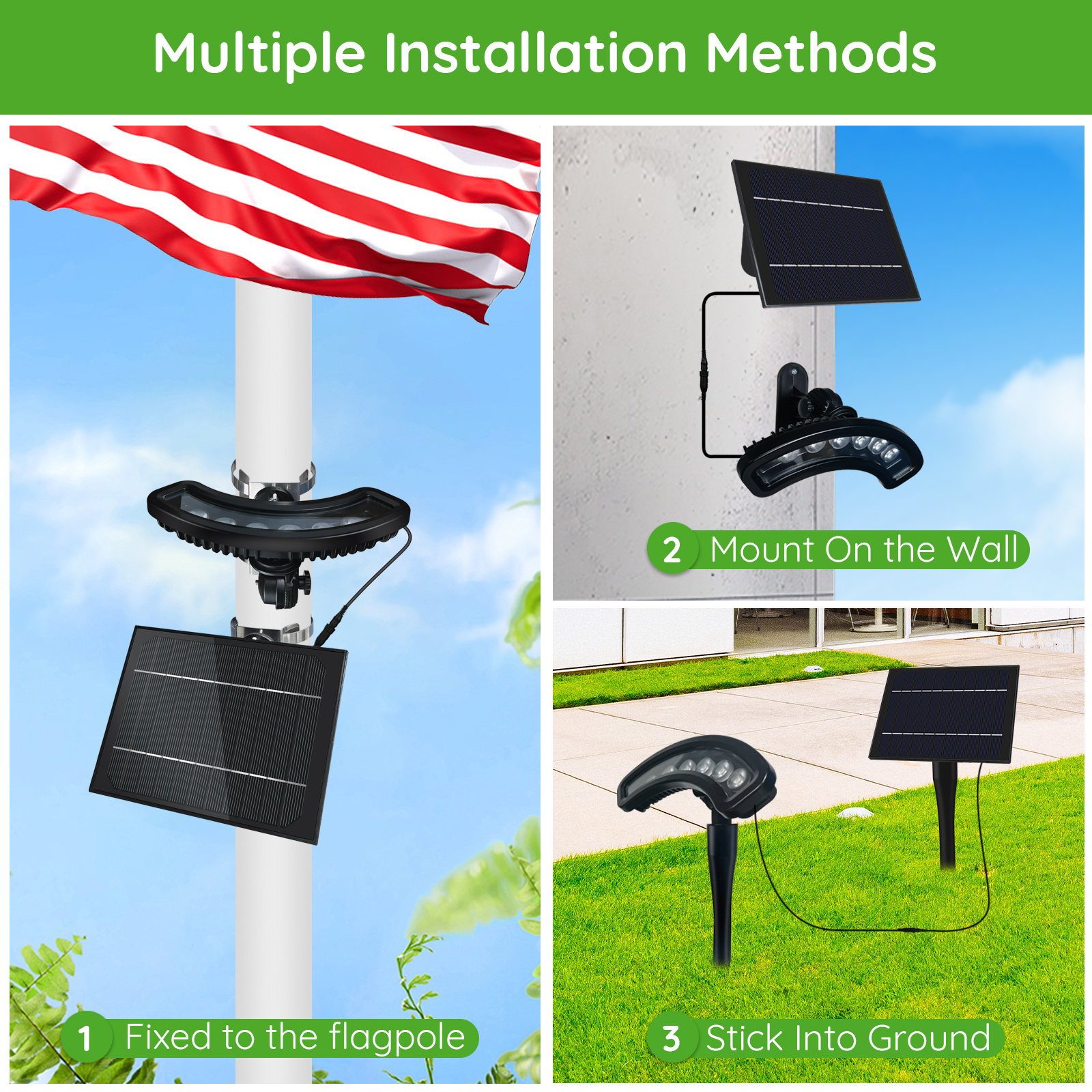 High Quality Super Brightness Large IP65 Waterproof Outdoor Aluminum Solar Light 20W LED Power JY830 Hanging Flag Light