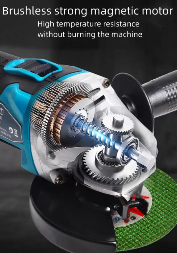 125mm Brushless Cordless Impact Electric Angle Grinder Power Tools Polishing Grinding Cutting Machine for 18V Battery