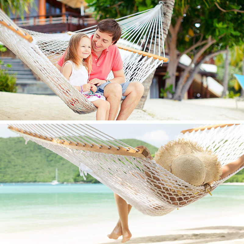 Durable Mesh Cotton Rope Net Hammock Boho Swing Hanging Hammock For Yard Garden Camping Travel