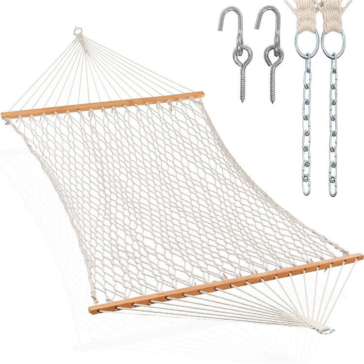 Durable Mesh Cotton Rope Net Hammock Boho Swing Hanging Hammock For Yard Garden Camping Travel