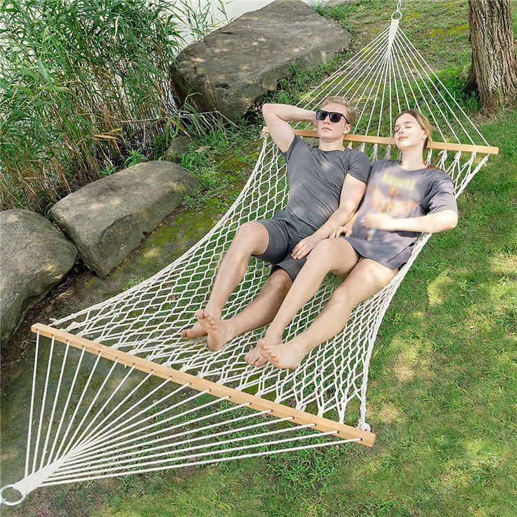 Durable Mesh Cotton Rope Net Hammock Boho Swing Hanging Hammock For Yard Garden Camping Travel