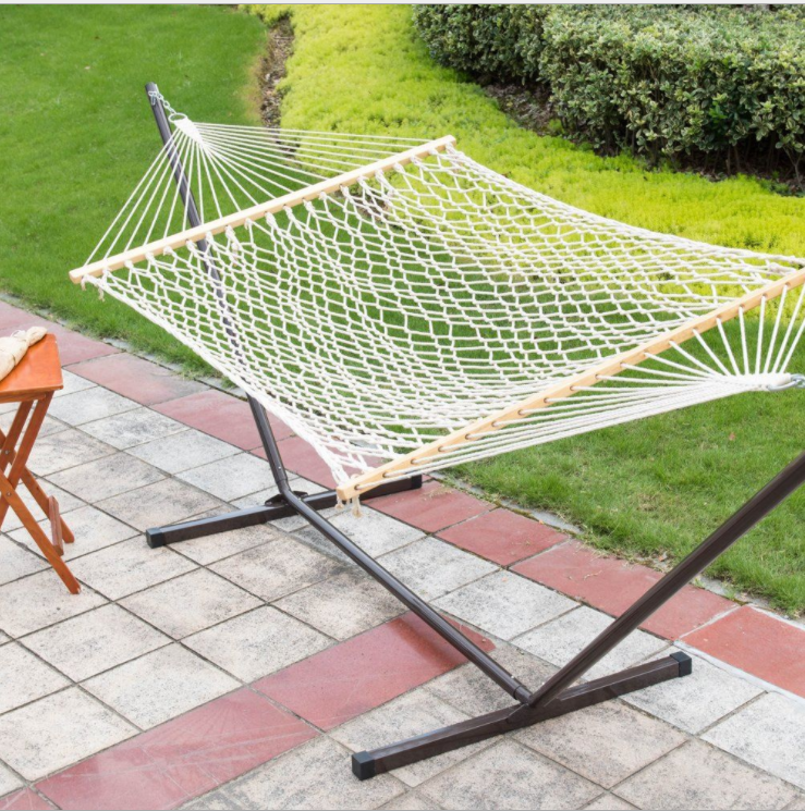 Durable Mesh Cotton Rope Net Hammock Boho Swing Hanging Hammock For Yard Garden Camping Travel