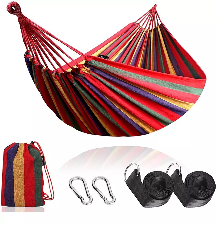 Bohemian Folding Canvas Camping Hammock With Hanging Swing Bed For Single or Double Person