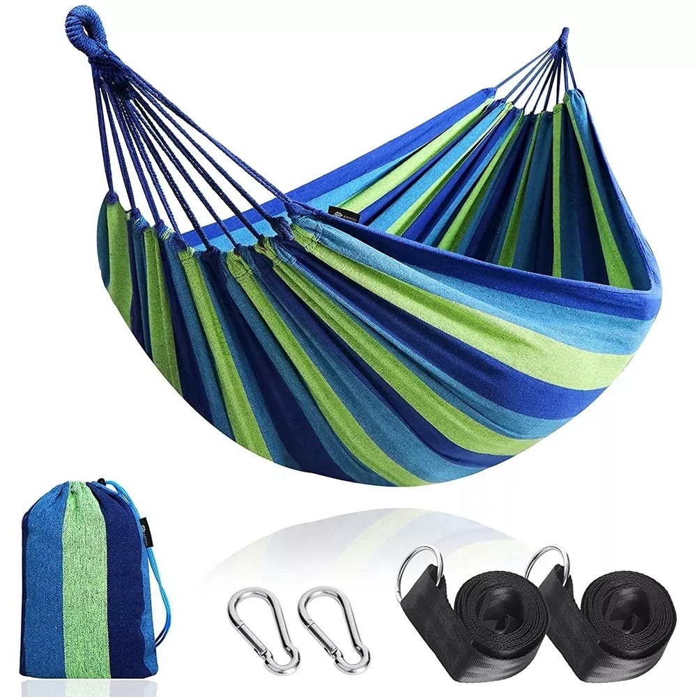 Bohemian Folding Canvas Camping Hammock With Hanging Swing Bed For Single or Double Person