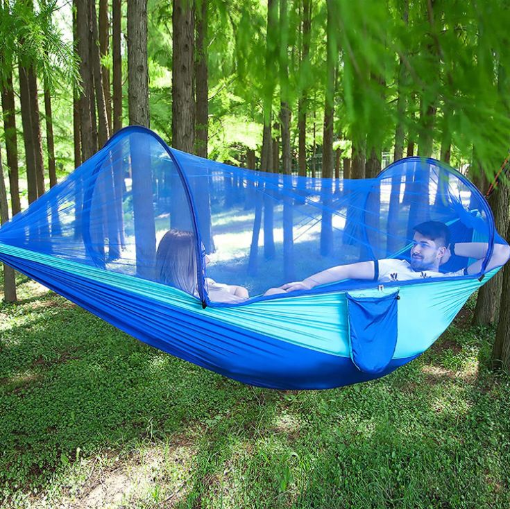 210T Nylon Parachute Anti-Mosquito Pop-up Hammock With Waterproof Canopy and Mosquito Net