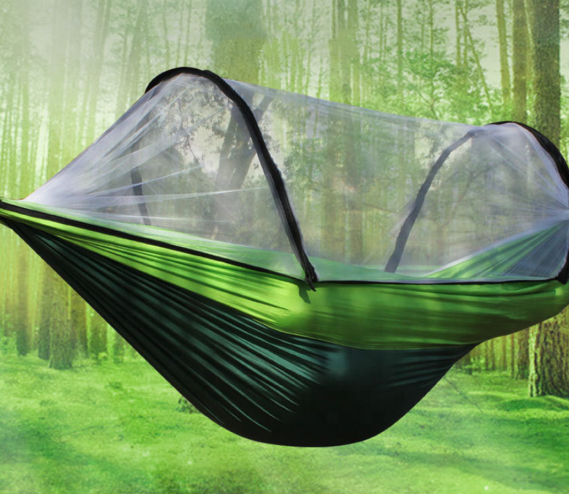 210T Nylon Parachute Anti-Mosquito Pop-up Hammock With Waterproof Canopy and Mosquito Net