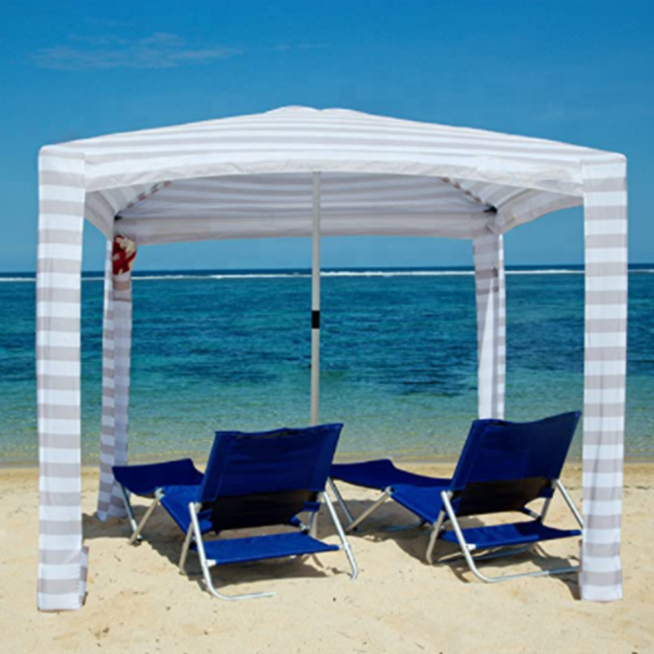 Square 6ft Premium Polyester Canvas Beach Canopy Portable Aluminum Beach Shade Umbrella Cool Cabana