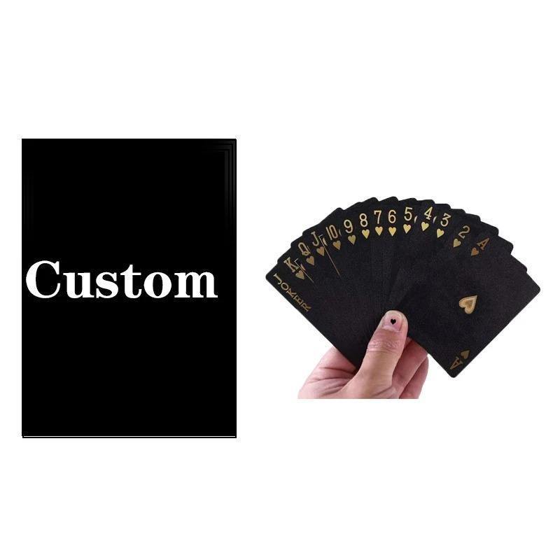 Wholesale Custom Logo Printed Black Gold Poker Playing Cards 350gsm Thickness Study Cards Offset Printing Box Game Card