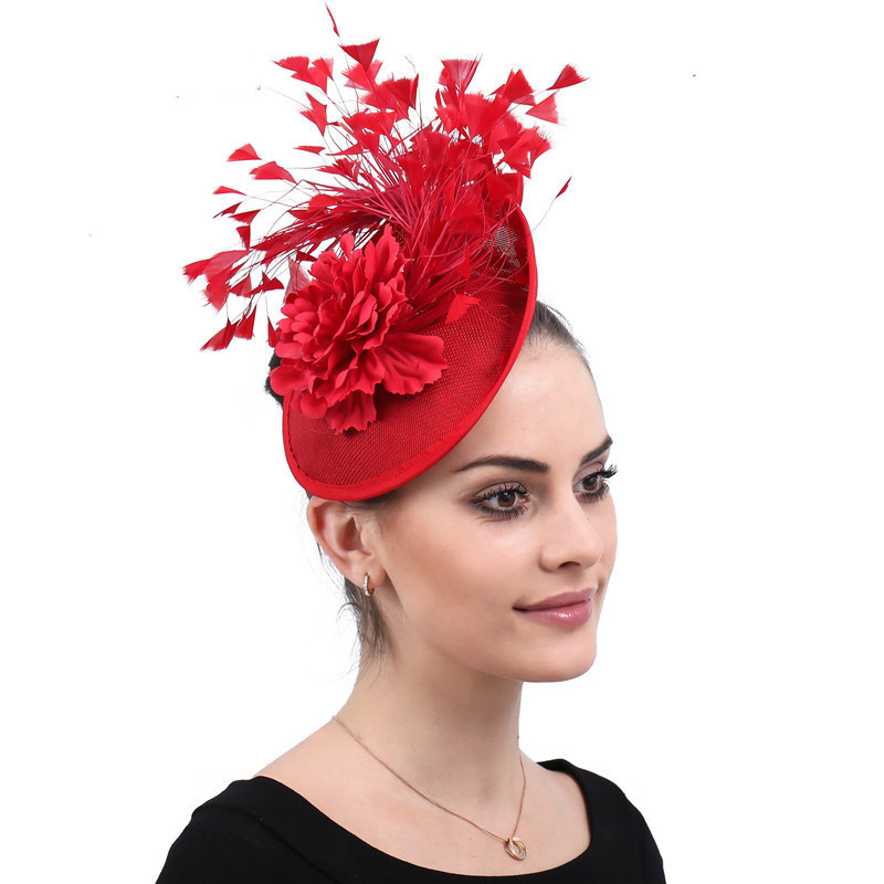 British style Elegant bride hat high quality sinamay handmade lady church hats net church hats and fascinators for women