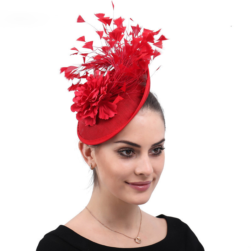 British style Elegant bride hat high quality sinamay handmade lady church hats net church hats and fascinators for women