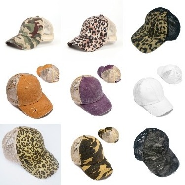 Washed Cowboy Baseball Hat Leopard Camo Mesh Hat Outdoor Sports Cotton Truck Driver Hat