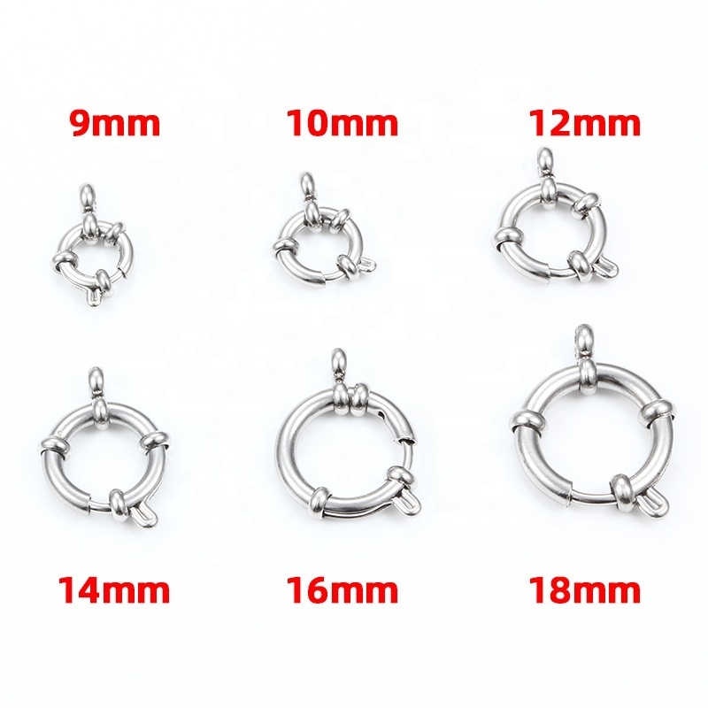 8-Shaped Stainless Steel Round Spring Clasps Hooks Bracelet Clavicle Necklace Clasp Connectors Diy Jewelry Making Supplies