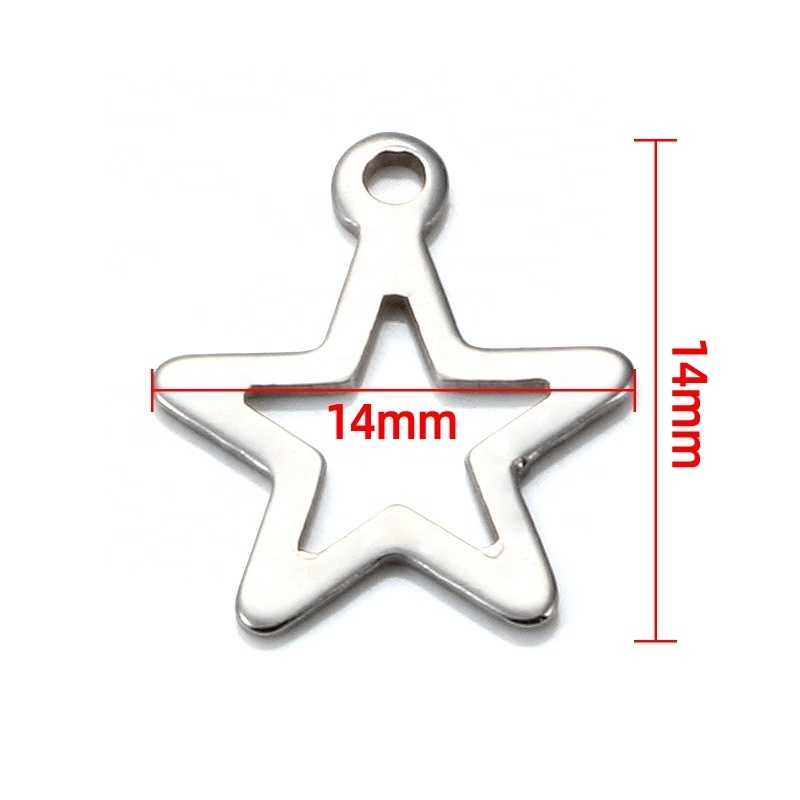 High Quality Stainless Steel Five Pointed Star Charms Pendant For Diy Necklace Bracelet Jewelry Making