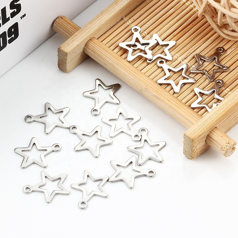 High Quality Stainless Steel Five Pointed Star Charms Pendant For Diy Necklace Bracelet Jewelry Making