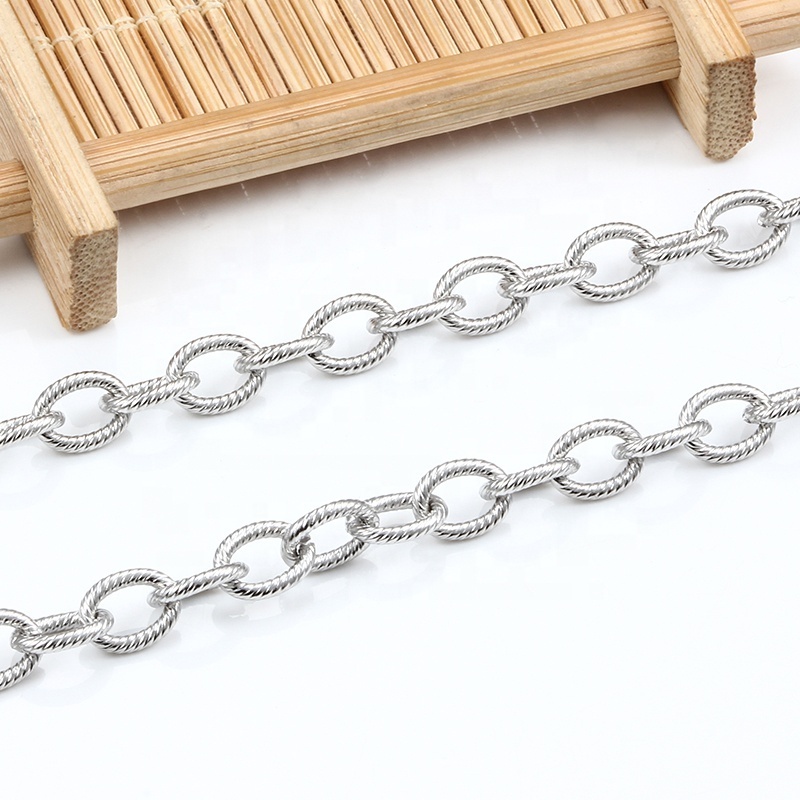 316L Stainless Steel Flat Cable Link Chains Spool Jewelry Cross Chain Bulk for Necklace Bracelet DIY Making