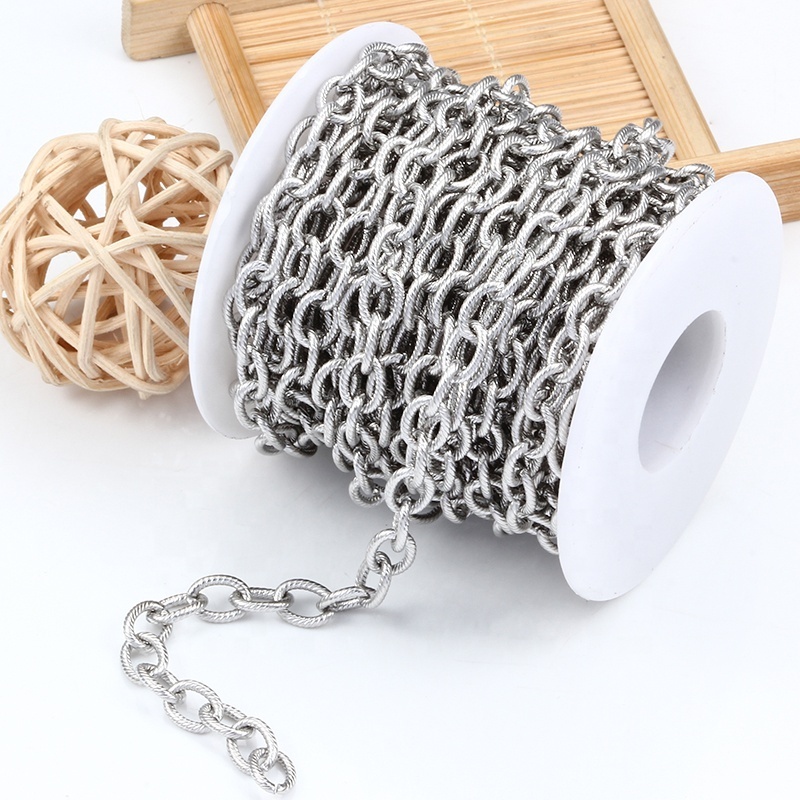 316L Stainless Steel Flat Cable Link Chains Spool Jewelry Cross Chain Bulk for Necklace Bracelet DIY Making