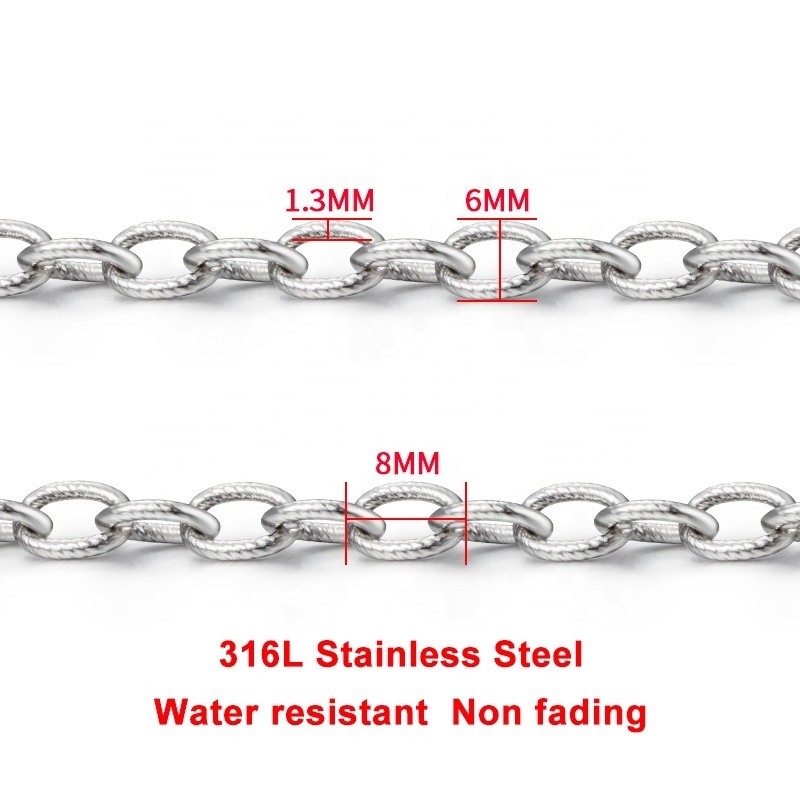 316L Stainless Steel Flat Cable Link Chains Spool Jewelry Cross Chain Bulk for Necklace Bracelet DIY Making