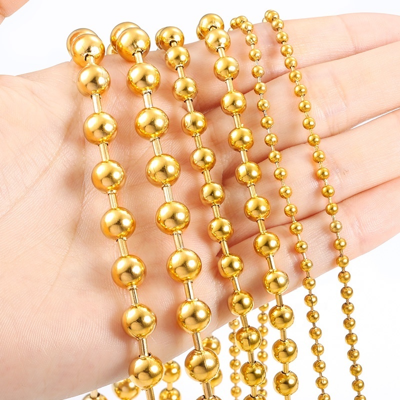 18k Gold Silver Plated Designer Minimalist Stainless Steel Ball Bead Necklace Chain For Women Jewelry Making