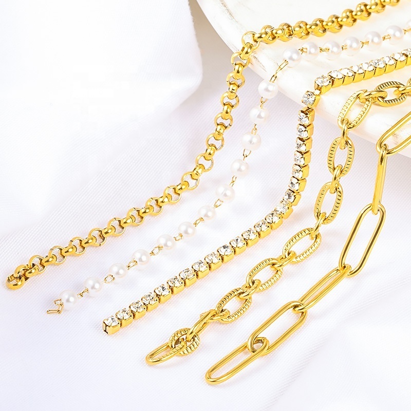 Custom Permanent Stainless Steel Chain 18k PVD Gold Filled Cuban Link Glasses Chain For Jewelry Making