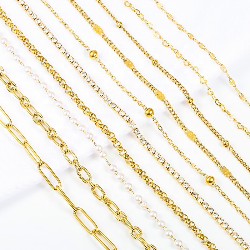 Custom Permanent Stainless Steel Chain 18k PVD Gold Filled Cuban Link Glasses Chain For Jewelry Making