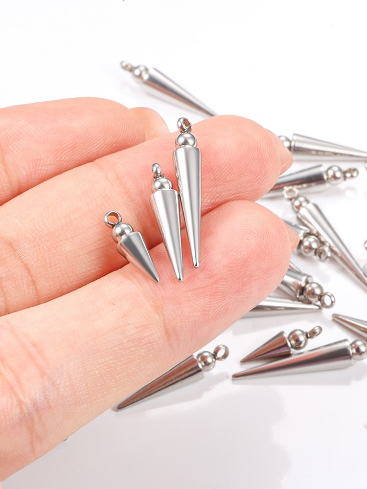 Handmade Stainless Steel Welding Bead Pointed Cone Pendant Jewelry Fashion Jewelry Pendants & Charms For Jewelry Making