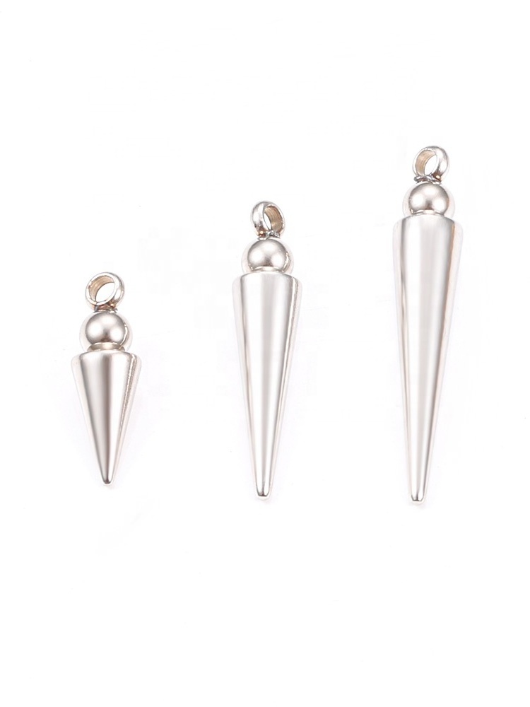 Handmade Stainless Steel Welding Bead Pointed Cone Pendant Jewelry Fashion Jewelry Pendants & Charms For Jewelry Making