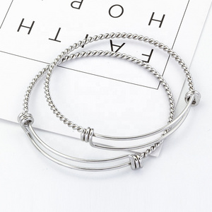 High Quality DIY Charm Twisted Wire Bangle  316l Stainless Steel Expandable Bracelet Women Jewelry And Accessories