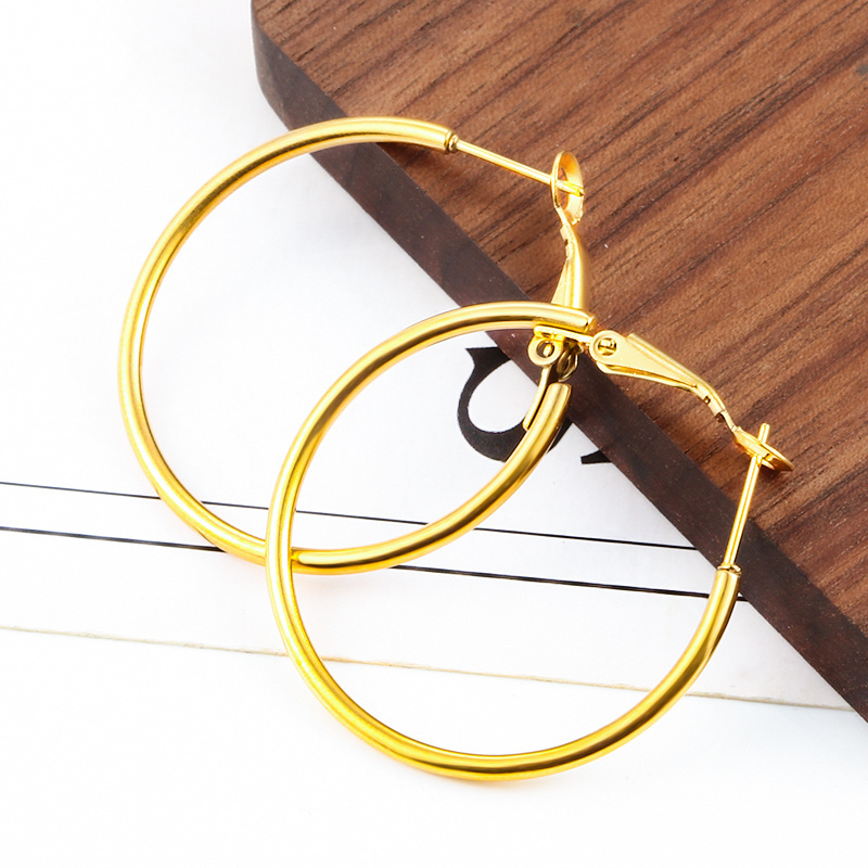 High Quality Big Smooth Circle Hoop Earrings Simple Round Loop Ear for Women Wedding Jewelry Gift