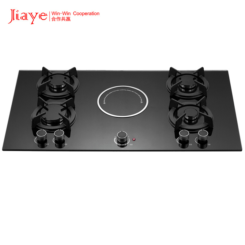 built-in gas and electric hob temperature control tempered glass panel 4 gas and 1 electric stove cooktop 5 burner gas cooker