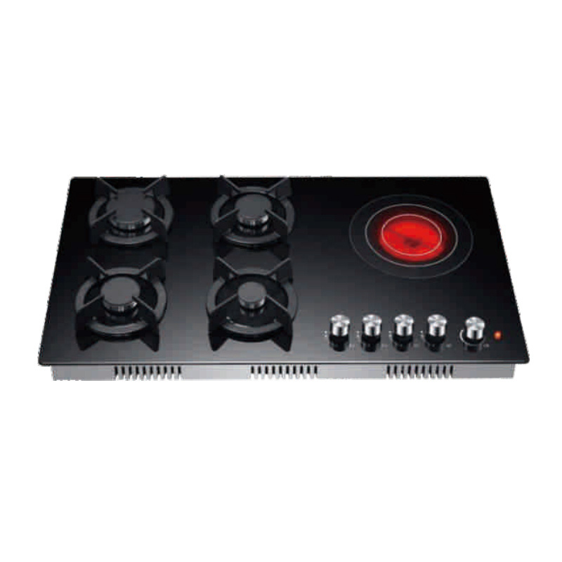 Tempered glass panel built-in 4 gas and 1 electric infrared ceramic stoves hot plate gas cooktop