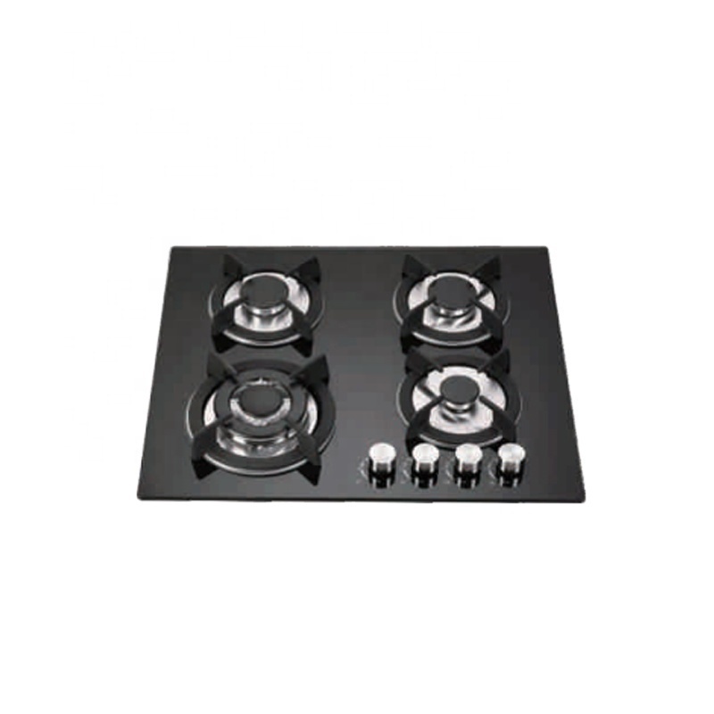 High quality 4 burners 8mm glass built in gas hob cookers stove cast iron grill with safety devices