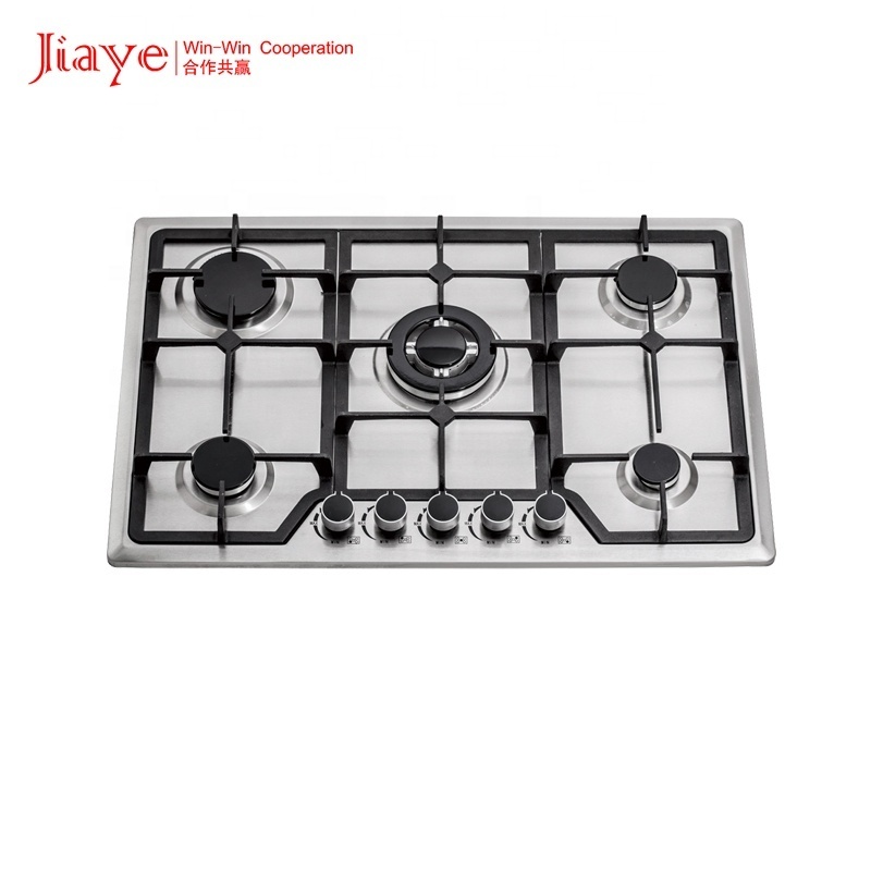 Electrodomesticos de cocina 760mm Gas Hob SS Panel Stove Built in Cooktops 5 Burner Gas Cooker 5 quemadores gas butano