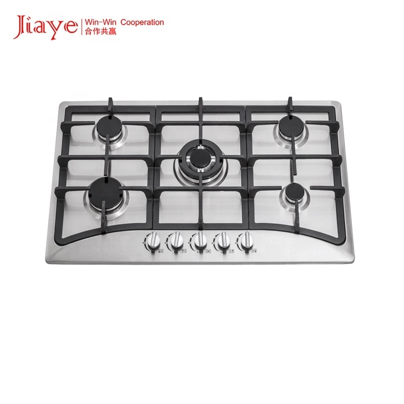 Electrodomesticos de cocina 760mm Gas Hob SS Panel Stove Built in Cooktops 5 Burner Gas Cooker 5 quemadores gas butano