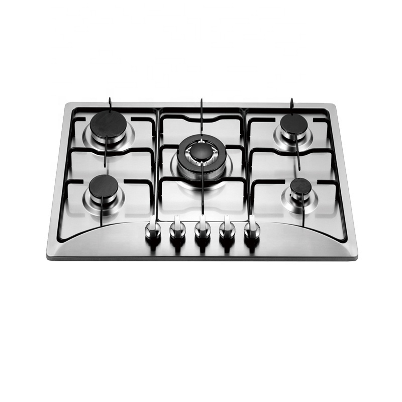 Electrodomesticos de cocina 760mm Gas Hob SS Panel Stove Built in Cooktops 5 Burner Gas Cooker 5 quemadores gas butano