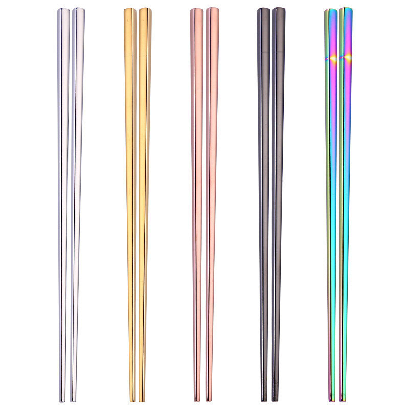 BPA Free Reusable Multicolor Light weight 304 Stainless Steel Chopsticks 5 Pairs Gift Set