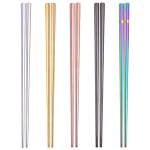 BPA Free Reusable Multicolor Light weight 304 Stainless Steel Chopsticks 5 Pairs Gift Set