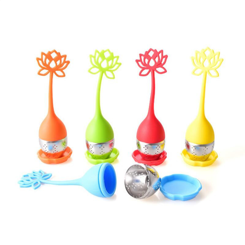 Wholesale Lotus Design BPA Free Silicone Tea Infusers with Drip Tray