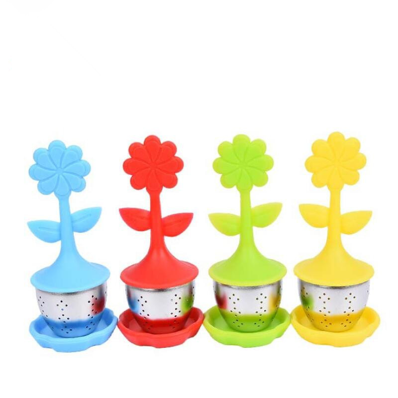 Wholesale Lotus Design BPA Free Silicone Tea Infusers with Drip Tray