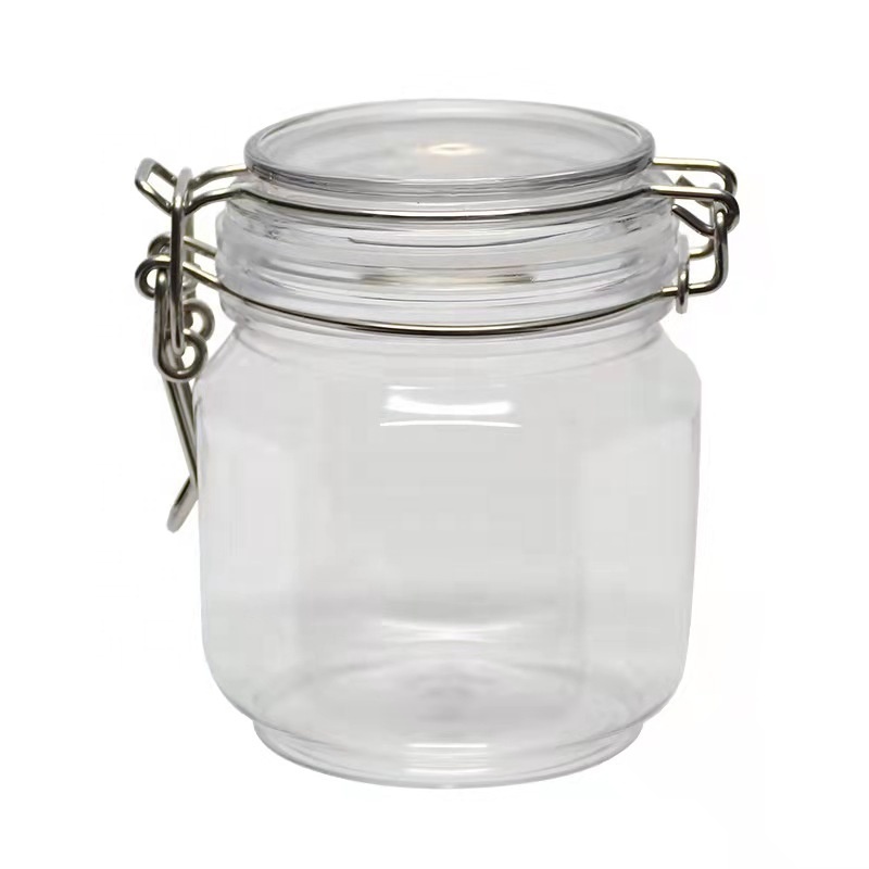 Wholesale hexagon shape 370ml 12oOZ airless plastic jar clear honey pot jar