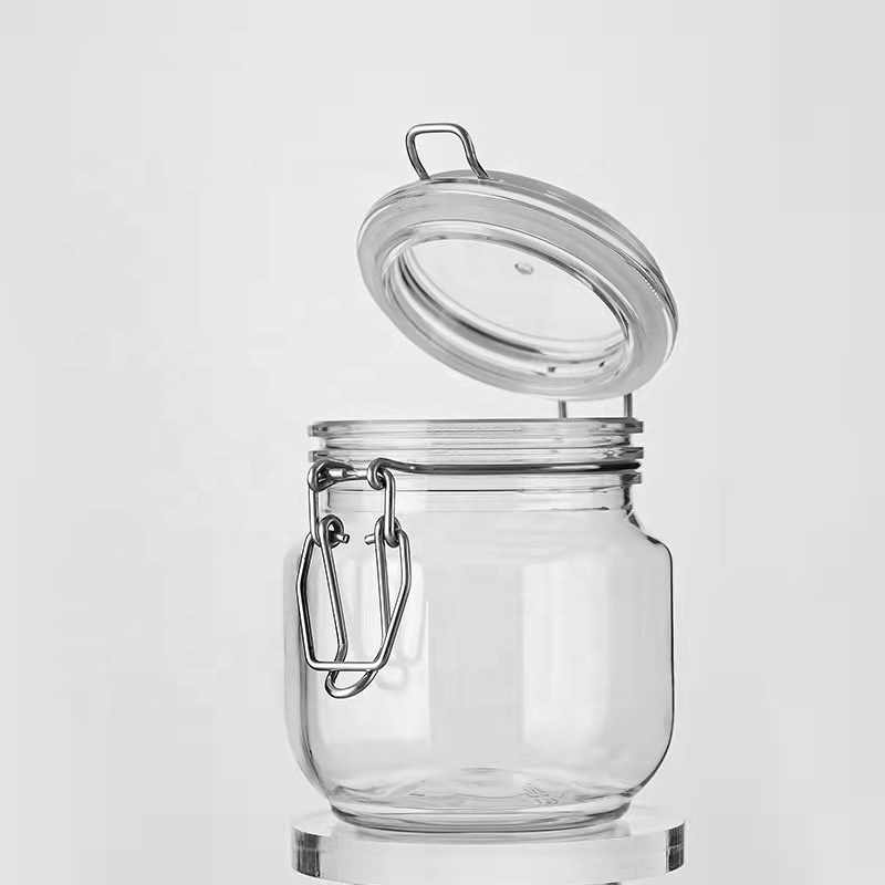 Wholesale hexagon shape 370ml 12oOZ airless plastic jar clear honey pot jar