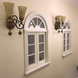 French design factory price vinyl double glazed arch window for house