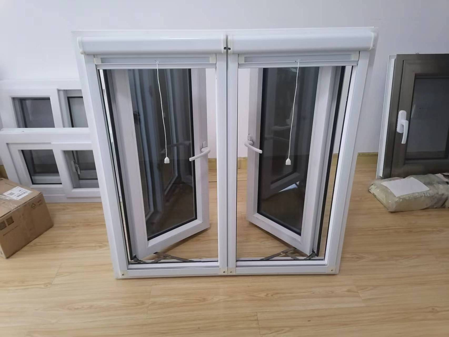 Good quality UPVC casement window double glazing PVC windows with rolling screen