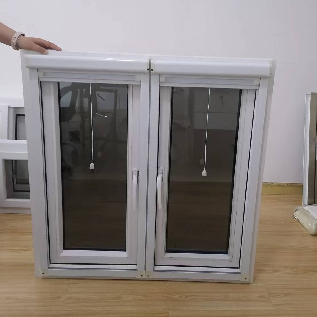 Good quality UPVC casement window double glazing PVC windows with rolling screen