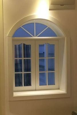 French design factory price vinyl double glazed arch window for house